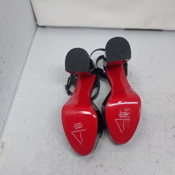 Christian Louboutin Movida Sabina Black Patent Platform Sandal - Picture 2 of 12